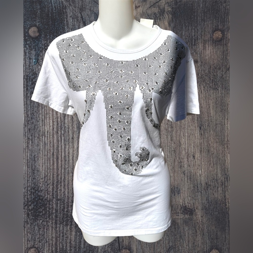 Heads or Tails Brand Elephant 🐘 Head Stretch White Shirt Size Medium
